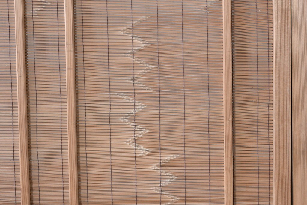 ヴィンテージ建具　昭和後期　細やかな簾とガラス窓が涼やかな簾戸2枚セット　(R-086069)