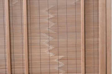 ヴィンテージ建具　昭和後期　細やかな簾とガラス窓が涼やかな簾戸2枚セット　(R-086069)