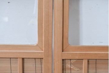 ヴィンテージ建具　昭和後期　細やかな簾とガラス窓が涼やかな簾戸2枚セット　(R-086069)