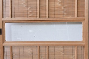 ヴィンテージ建具　昭和後期　細やかな簾とガラス窓が涼やかな簾戸2枚セット　(R-086069)