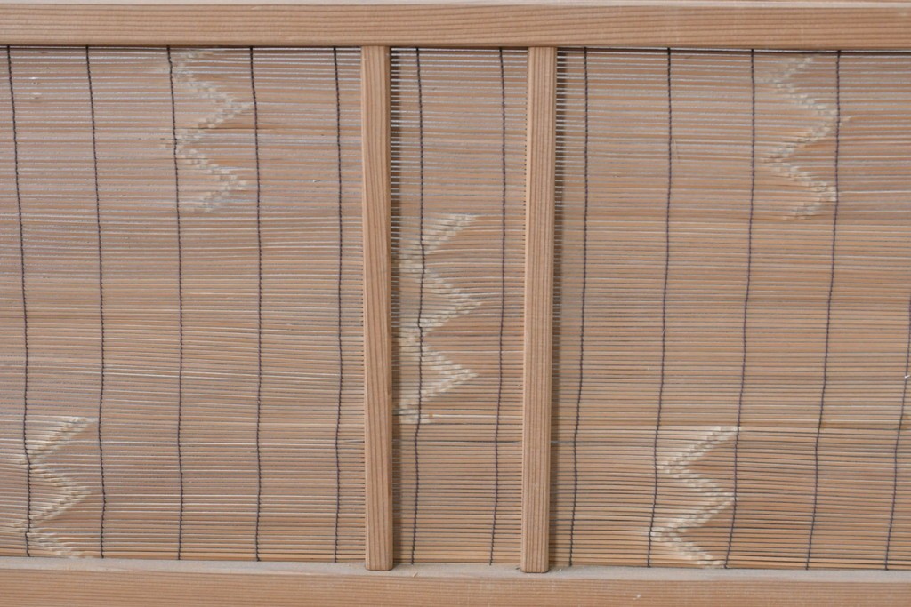 ヴィンテージ建具　昭和後期　細やかな簾とガラス窓が涼やかな簾戸2枚セット　(R-086069)