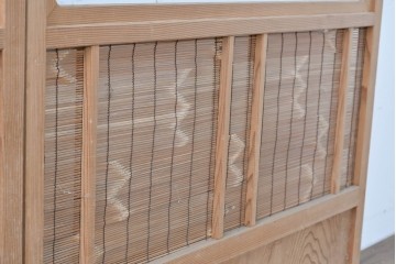 ヴィンテージ建具　昭和後期　細やかな簾とガラス窓が涼やかな簾戸2枚セット　(R-086069)