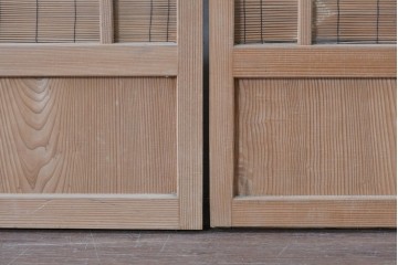 ヴィンテージ建具　昭和後期　細やかな簾とガラス窓が涼やかな簾戸2枚セット　(R-086069)