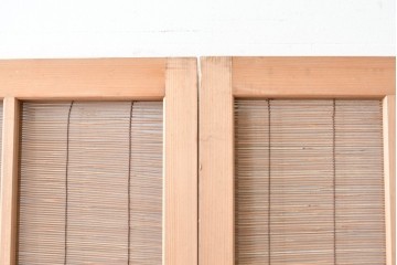 ヴィンテージ建具　昭和後期　細やかな簾とガラス窓が涼やかな簾戸4枚セット　(R-086070)