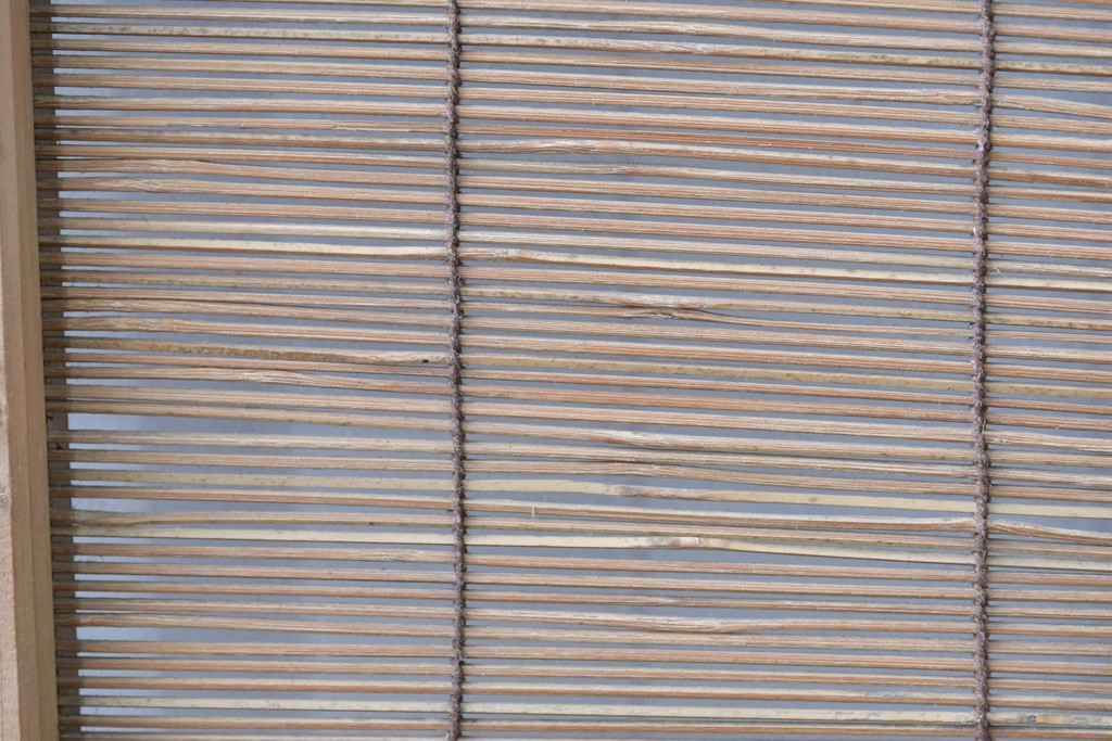 ヴィンテージ建具　昭和後期　細やかな簾とガラス窓が涼やかな簾戸4枚セット　(R-086070)