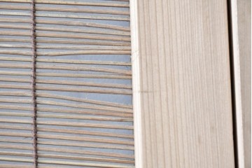 ヴィンテージ建具　昭和後期　細やかな簾とガラス窓が涼やかな簾戸4枚セット　(R-086070)