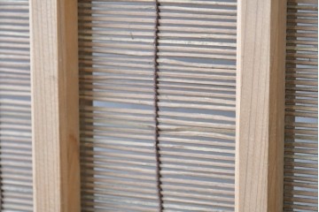 ヴィンテージ建具　昭和後期　細やかな簾とガラス窓が涼やかな簾戸4枚セット　(R-086070)