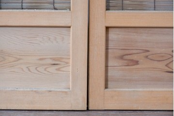 ヴィンテージ建具　昭和後期　細やかな簾とガラス窓が涼やかな簾戸4枚セット　(R-086070)