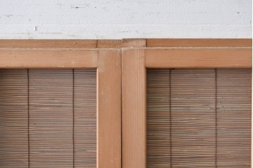 ヴィンテージ建具　昭和後期　細やかな簾とガラス窓が涼やかな簾戸4枚セット　(R-086070)