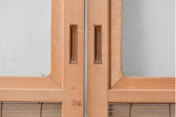 ヴィンテージ建具　昭和後期　細やかな簾とガラス窓が涼やかな簾戸4枚セット　(R-086070)