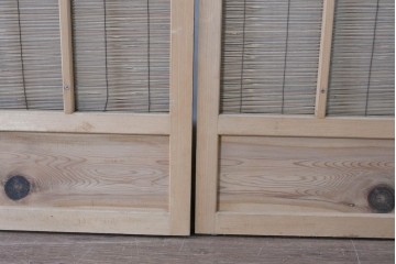 ヴィンテージ建具　昭和後期　細やかな簾とガラス窓が涼やかな簾戸4枚セット　(R-086070)