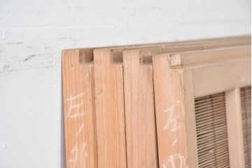 ヴィンテージ建具　昭和後期　細やかな簾とガラス窓が涼やかな簾戸4枚セット　(R-086070)