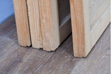 ヴィンテージ建具　昭和後期　細やかな簾とガラス窓が涼やかな簾戸4枚セット　(R-086070)