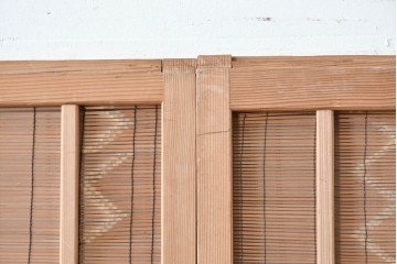 ヴィンテージ建具　昭和後期　細やかな簾とガラス窓が涼やかな簾戸2枚セット　(R-086071)