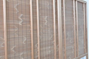 ヴィンテージ建具　昭和後期　細やかな簾とガラス窓が涼やかな簾戸2枚セット　(R-086071)