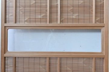 ヴィンテージ建具　昭和後期　細やかな簾とガラス窓が涼やかな簾戸2枚セット　(R-086071)