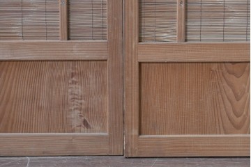 ヴィンテージ建具　昭和後期　細やかな簾とガラス窓が涼やかな簾戸2枚セット　(R-086071)