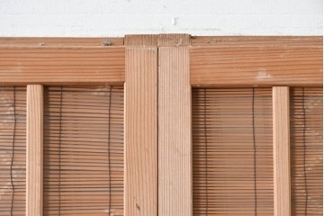 ヴィンテージ建具　昭和後期　細やかな簾とガラス窓が涼やかな簾戸2枚セット　(R-086072)