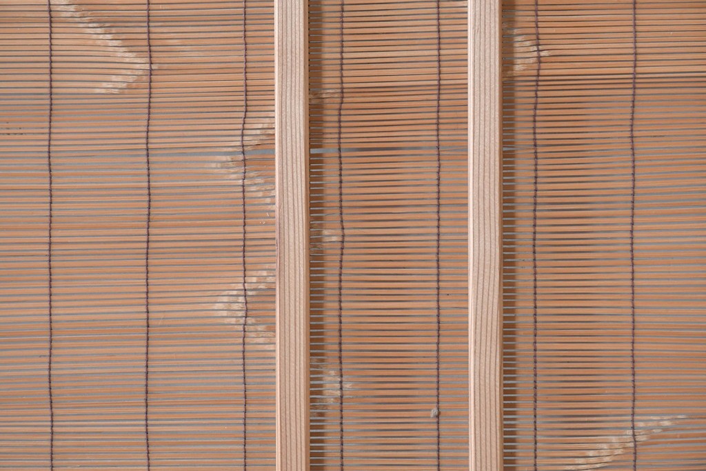 ヴィンテージ建具　昭和後期　細やかな簾とガラス窓が涼やかな簾戸2枚セット　(R-086072)