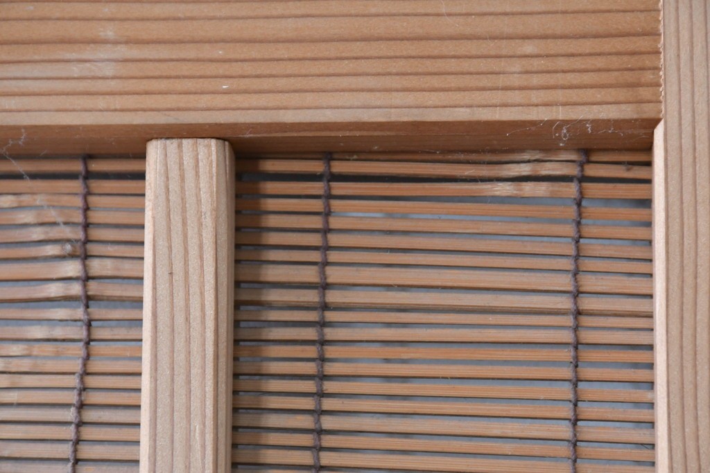 ヴィンテージ建具　昭和後期　細やかな簾とガラス窓が涼やかな簾戸2枚セット　(R-086072)