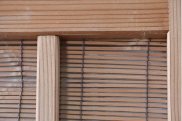 ヴィンテージ建具　昭和後期　細やかな簾とガラス窓が涼やかな簾戸2枚セット　(R-086072)