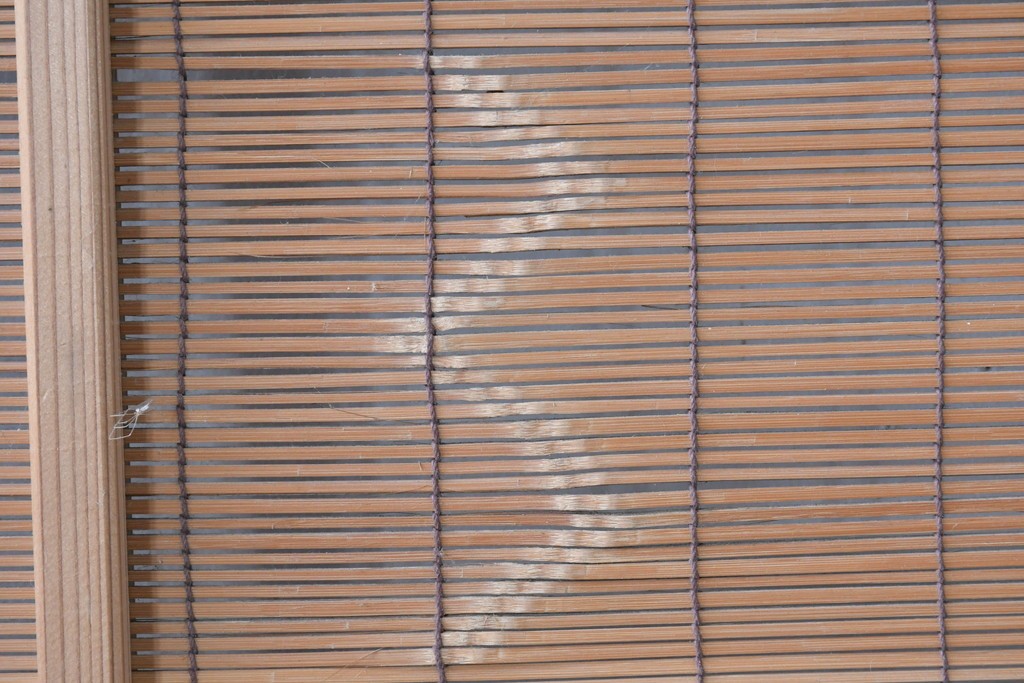 ヴィンテージ建具　昭和後期　細やかな簾とガラス窓が涼やかな簾戸2枚セット　(R-086072)