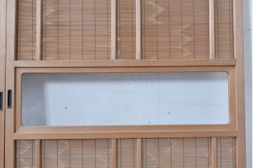 ヴィンテージ建具　昭和後期　細やかな簾とガラス窓が涼やかな簾戸2枚セット　(R-086072)