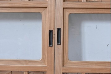 ヴィンテージ建具　昭和後期　細やかな簾とガラス窓が涼やかな簾戸2枚セット　(R-086072)