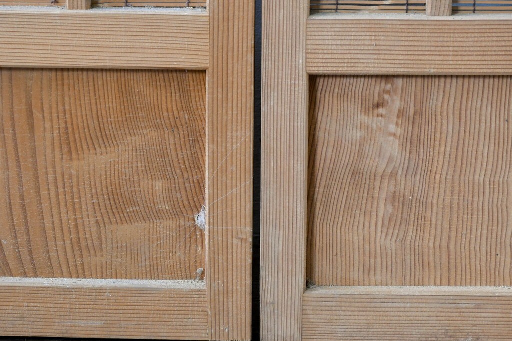 ヴィンテージ建具　昭和後期　細やかな簾とガラス窓が涼やかな簾戸2枚セット　(R-086072)