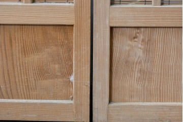 ヴィンテージ建具　昭和後期　細やかな簾とガラス窓が涼やかな簾戸2枚セット　(R-086072)