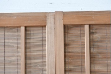 ヴィンテージ建具　昭和後期　細やかな簾とガラス窓が涼やかな簾戸2枚セット　(R-086072)
