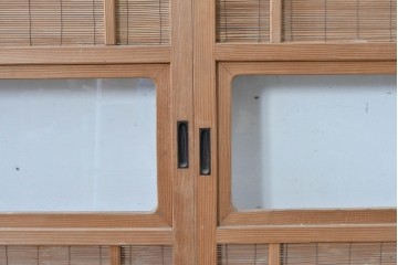 ヴィンテージ建具　昭和後期　細やかな簾とガラス窓が涼やかな簾戸2枚セット　(R-086072)