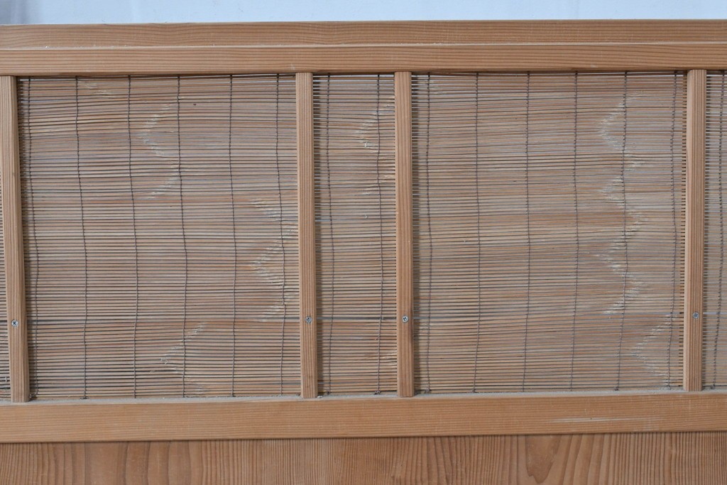 ヴィンテージ建具　昭和後期　細やかな簾とガラス窓が涼やかな簾戸2枚セット　(R-086072)