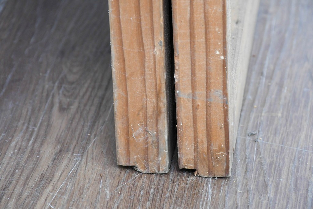 ヴィンテージ建具　昭和後期　細やかな簾とガラス窓が涼やかな簾戸2枚セット　(R-086072)