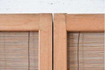 ヴィンテージ建具　昭和後期　細やかな簾とガラス窓が涼やかな簾戸2枚セット　(R-086073)