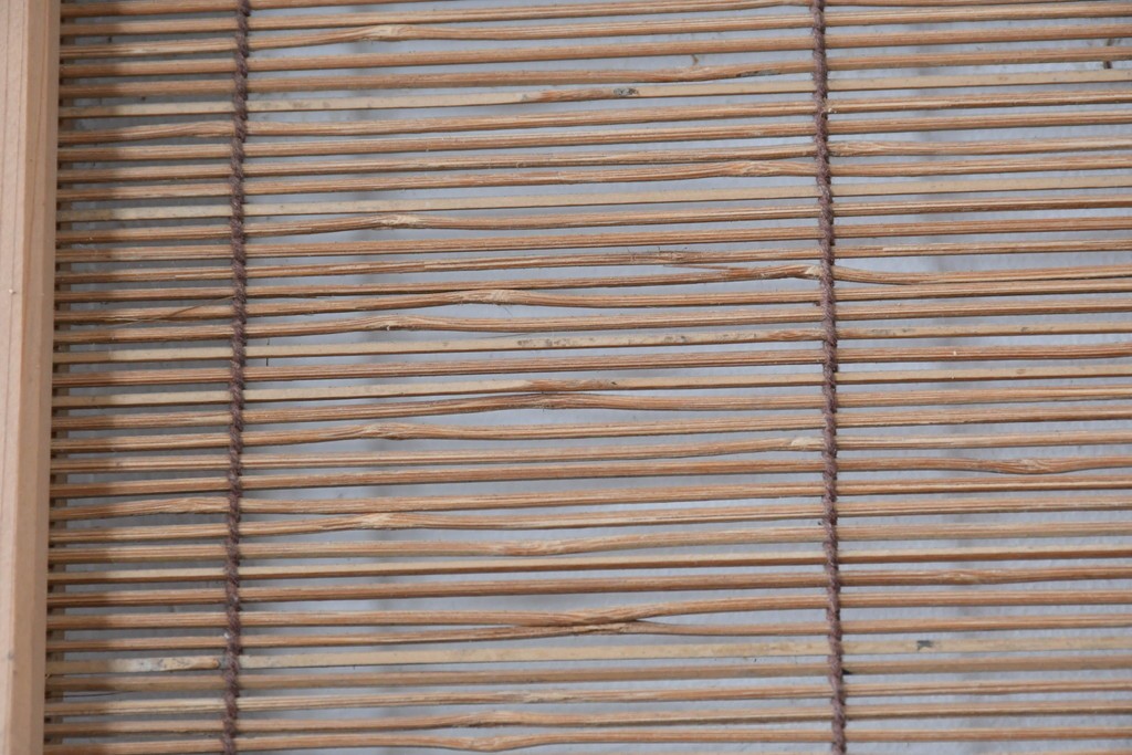 ヴィンテージ建具　昭和後期　細やかな簾とガラス窓が涼やかな簾戸2枚セット　(R-086073)