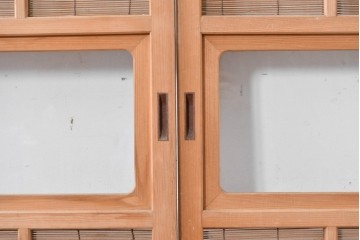 ヴィンテージ建具　昭和後期　細やかな簾とガラス窓が涼やかな簾戸2枚セット　(R-086073)