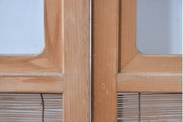 ヴィンテージ建具　昭和後期　細やかな簾とガラス窓が涼やかな簾戸2枚セット　(R-086073)