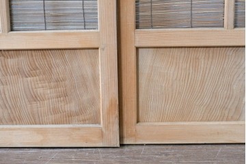 ヴィンテージ建具　昭和後期　細やかな簾とガラス窓が涼やかな簾戸2枚セット　(R-086073)