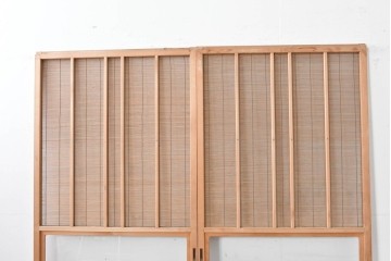 ヴィンテージ建具　昭和後期　細やかな簾とガラス窓が涼やかな簾戸2枚セット　(R-086073)