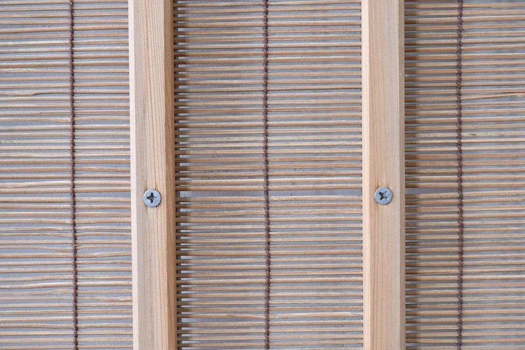 ヴィンテージ建具　昭和後期　細やかな簾とガラス窓が涼やかな簾戸2枚セット　(R-086073)