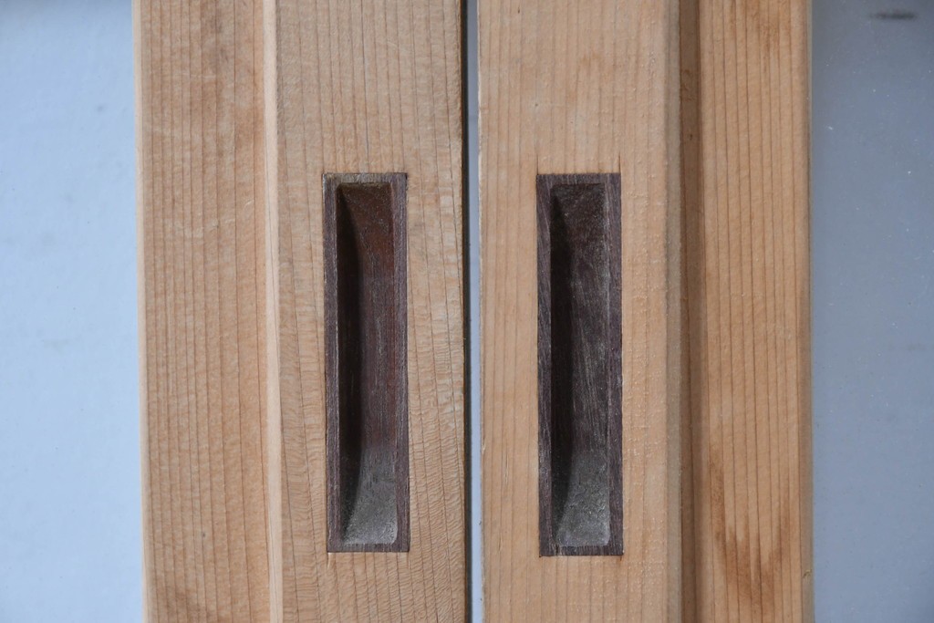 ヴィンテージ建具　昭和後期　細やかな簾とガラス窓が涼やかな簾戸2枚セット　(R-086073)