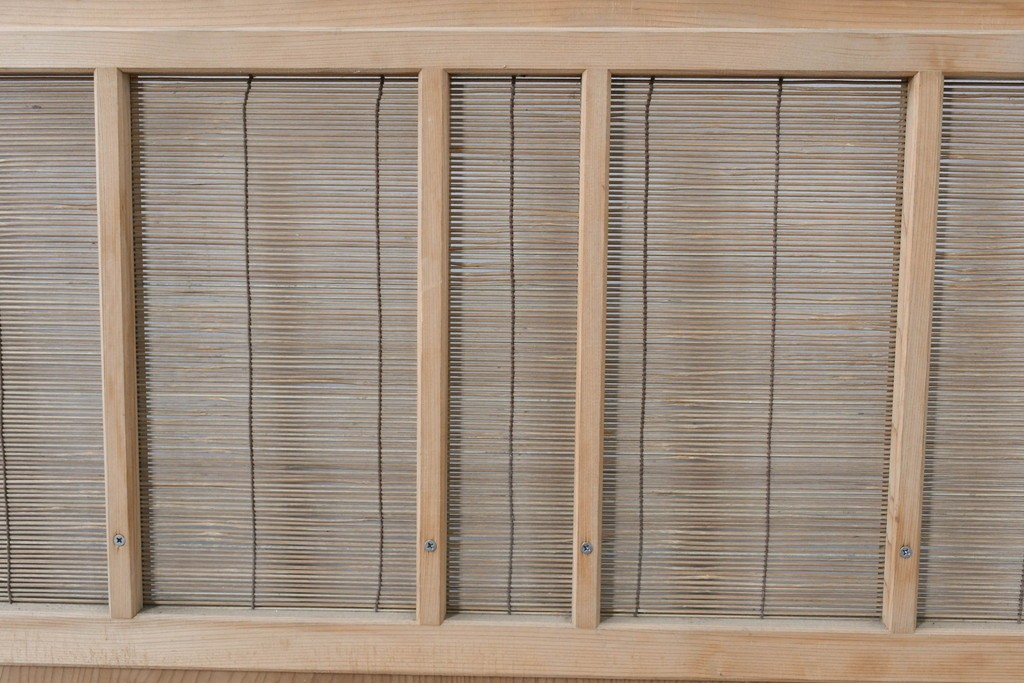 ヴィンテージ建具　昭和後期　細やかな簾とガラス窓が涼やかな簾戸2枚セット　(R-086073)