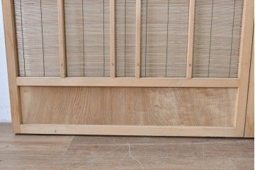 ヴィンテージ建具　昭和後期　細やかな簾とガラス窓が涼やかな簾戸2枚セット　(R-086073)