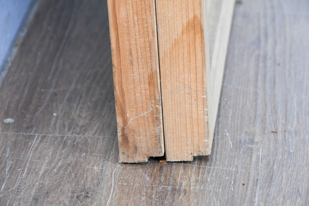 ヴィンテージ建具　昭和後期　細やかな簾とガラス窓が涼やかな簾戸2枚セット　(R-086073)