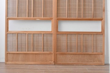 ヴィンテージ建具　昭和後期　細やかな簾とガラス窓が涼やかな簾戸2枚セット　(R-086074)
