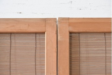 ヴィンテージ建具　昭和後期　細やかな簾とガラス窓が涼やかな簾戸2枚セット　(R-086074)
