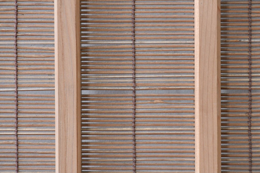 ヴィンテージ建具　昭和後期　細やかな簾とガラス窓が涼やかな簾戸2枚セット　(R-086074)