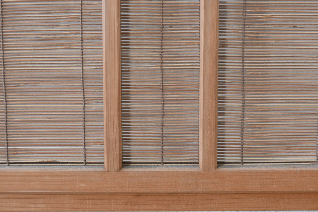 ヴィンテージ建具　昭和後期　細やかな簾とガラス窓が涼やかな簾戸2枚セット　(R-086074)