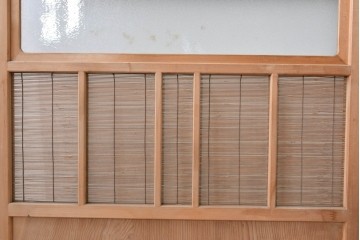 ヴィンテージ建具　昭和後期　細やかな簾とガラス窓が涼やかな簾戸2枚セット　(R-086074)